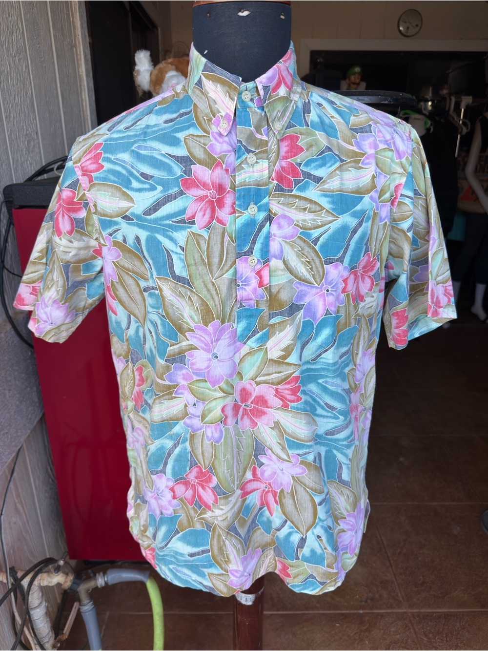PreOwned Reyn Spooner Multicolored Hawaiian Print Full Button Men's M